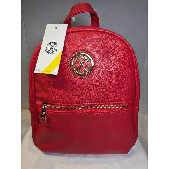 CXL by Christian Lacroix Handbags - CXL Christian Lacroix Red Mini Backpack Gold Zip Faux Leather Small Bag NWT